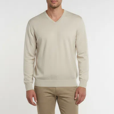 Pre-owned Loro Piana Cream Cashmere Knit V-neck Sweater Xxl In White