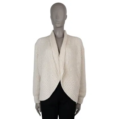 Pre-owned Loro Piana Cream Silk 2024 Cocooning Chunky Cardigan Sweater Xs In White