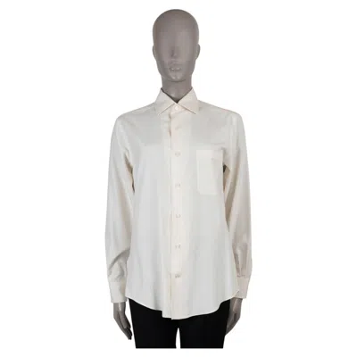 Pre-owned Loro Piana Cream Silk Andre Shirt 40 S In White