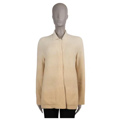 Pre-owned Loro Piana Cream To Beige Cashmere & Silk Gradient Cardigan Sweater 40 S In White