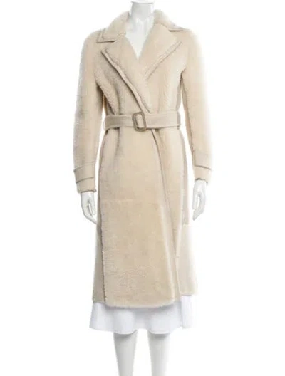 Pre-owned Loro Piana Credence Shearling Fur Coat In Neutral