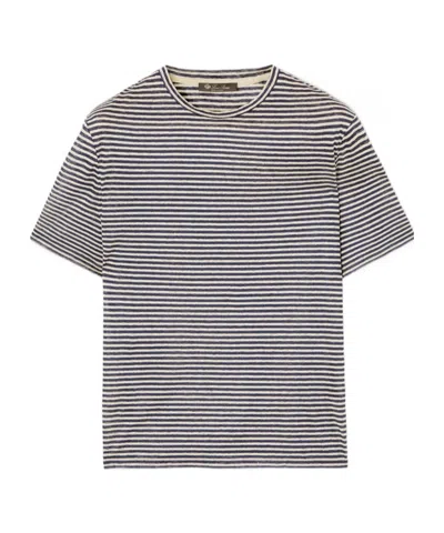 Loro Piana Cremia T-shirt In Nougat/navy Blue