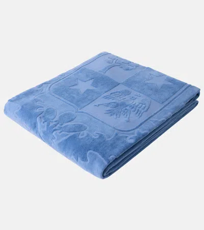 Loro Piana Crest Cotton Terry Beach Towel In Blue