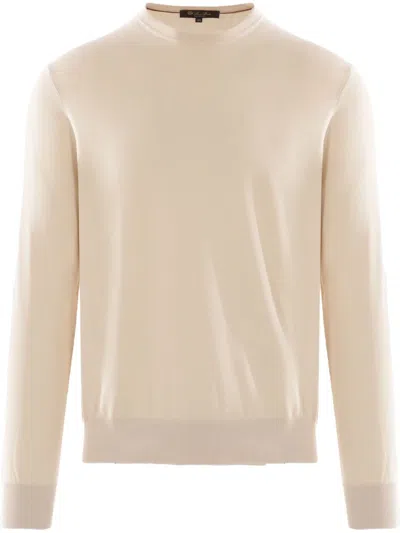 Loro Piana Crew-neck Cotton Sweater In Neutrals