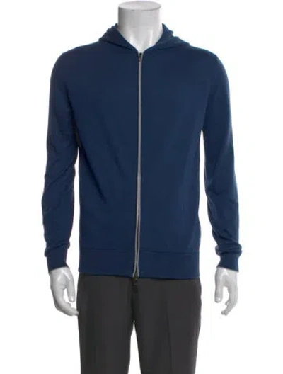 Pre-owned Loro Piana Crew Neck Long Sleeve Cardigan In Blue