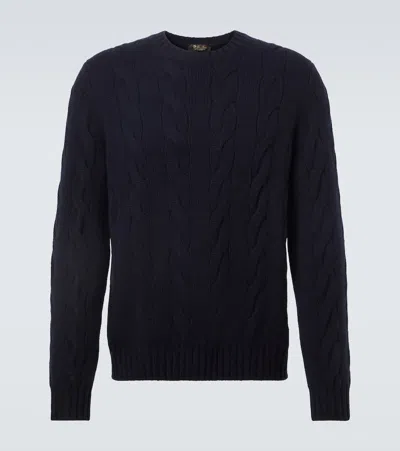 Loro Piana Crewneck Cashmere Sweater In Blue