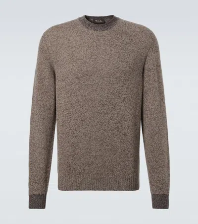 Loro Piana Crewneck Wool And Cashmere Sweater In Brown
