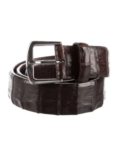 Pre-owned Loro Piana Crocodile Belt In Brown