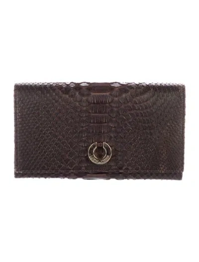Pre-owned Loro Piana Crocodile Trifold Wallet In Brown