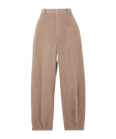Loro Piana Cropped Cotton And Cashmere-blend Corduroy Tapered Pants In Neutrals