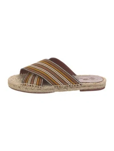 Pre-owned Loro Piana Crossover Striped Espadrilles In Brown