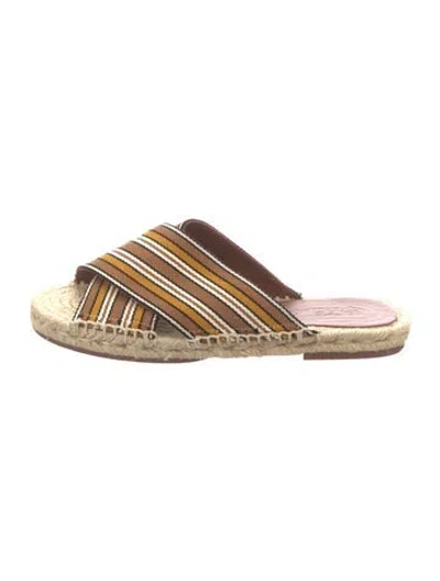 Pre-owned Loro Piana Crossover Suitcase Striped Espadrilles In Brown
