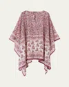 Loro Piana Daniela Flower-printed Silk Caftan In Lilac Syrup Melange