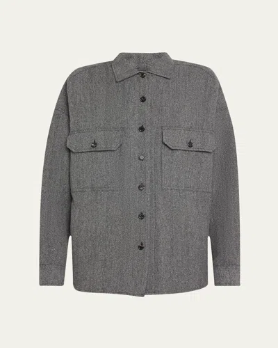 LORO PIANA DARBY BUTTON DOWN WOOL CASHMERE OVERSHIRT