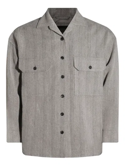 Loro Piana Casual Shirt With Chest Pockets And Collared Neck In Gray