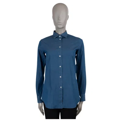 Pre-owned Loro Piana Dark Blue 2020 Stretch Chambray Button-up Shirt 42 M