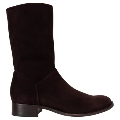 Pre-owned Loro Piana Dark Brown Suede True Mid-calf Boots Shoes 39