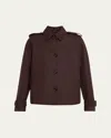 Loro Piana Dave Button Down Wool Silk Short Jacket In Brown