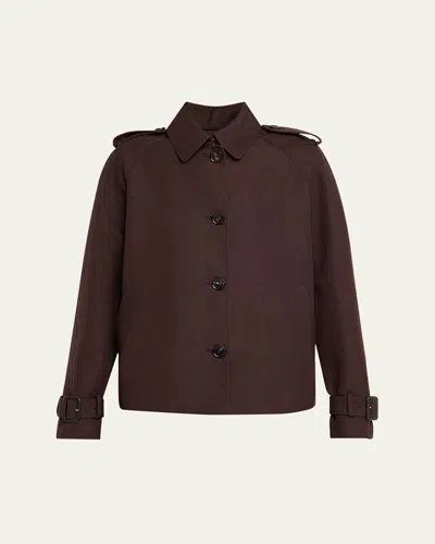 Loro Piana Dave Button Down Wool Silk Short Jacket In Brown