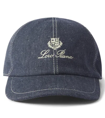 Loro Piana Kids' Denim Baseball Cap In Brown