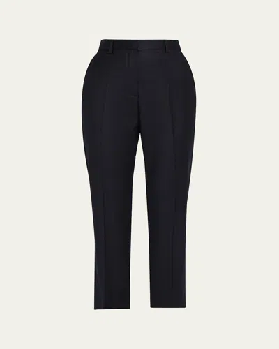Loro Piana Dermot Wool-cashmere Flannel Straight-leg Ankle Pants In Black