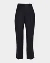 Loro Piana Dermot Wool-cashmere Flannel Straight-leg Ankle Pants In Black