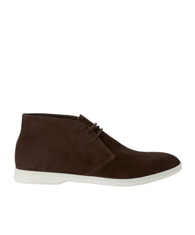 Loro Piana Men's Desert Walk Suede Derby Shoes In Ebano