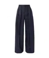 Loro Piana Devin Pleated  Wide-leg Pants In Blue