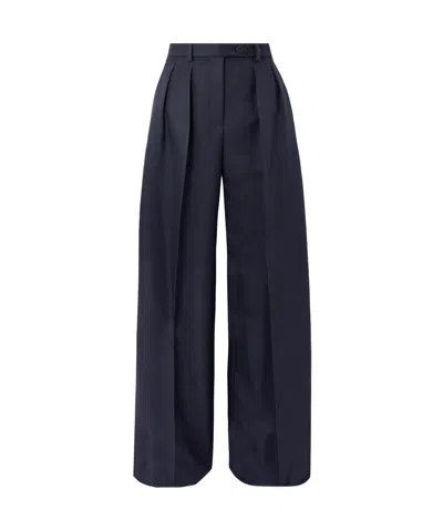 Loro Piana Devin Pleated  Wide-leg Pants In Blue