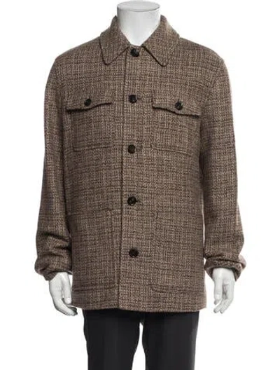 Pre-owned Loro Piana Devis Caban Rain System Cashmere Trucker Jacket In Brown