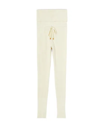 Loro Piana Diavolezza Rib Shearing Wool Leggings In White