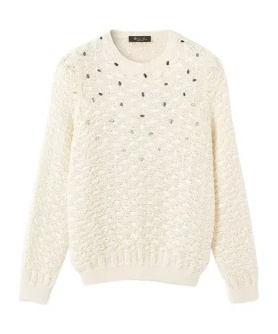 Loro Piana Digha Embr Crew Neck Sweater In Neutral