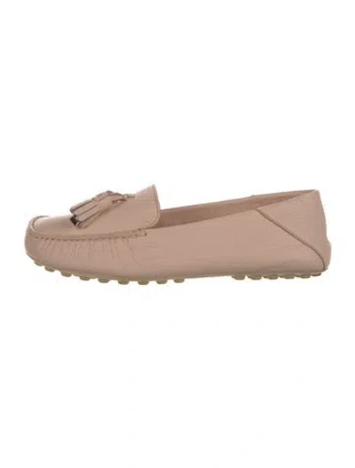 Pre-owned Loro Piana Dot Sole Leather Loafers In Pink