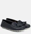 Loro Piana Suede Tassel Moccasin Loafers In Black