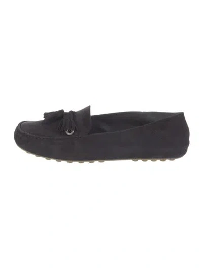 Pre-owned Loro Piana Dot Sole Suede Loafers In Black