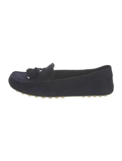Pre-owned Loro Piana Dot Sole Suede Loafers In Blue
