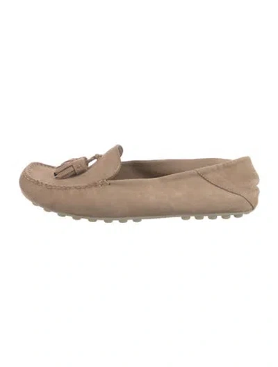Pre-owned Loro Piana Dot Sole Suede Loafers In Neutral