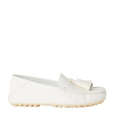 Loro Piana Dot Sole Walk Mokasin Shoes In White