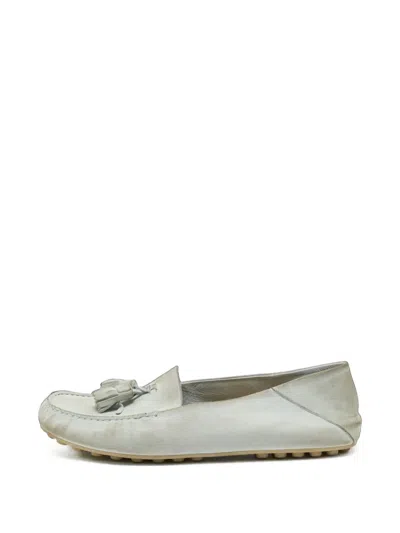 Pre-owned Loro Piana Dot Sole Walk Tassel Loafers In Blue