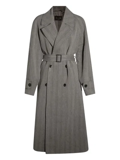 Loro Piana Double-breasted Trench Coat In Gray