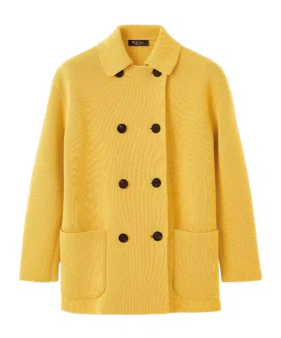 Loro Piana Double-breasted Coat In Yellow