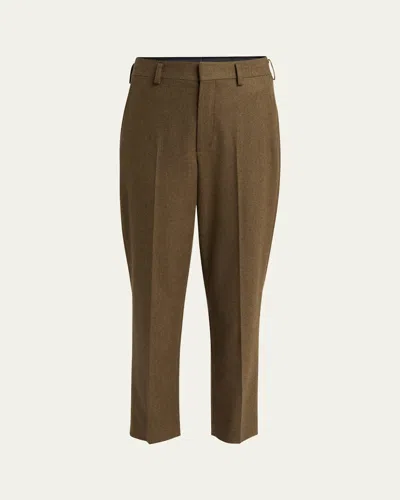 Loro Piana Doyle Cashmere Flannel Straight-leg Ankle Trousers In 512i Scottish Tundra