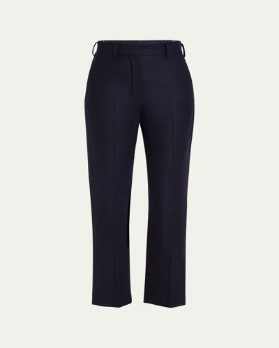 Loro Piana Doyle Cashmere Flannel Straight-leg Ankle Trousers In China Blue Mel