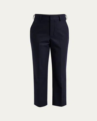 Loro Piana Doyle Cashmere Flannel Straight-leg Ankle Trousers In W0xg China Blue Mel
