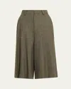 Loro Piana Drake Cashmere-wool Wide-leg Bermuda Trousers In Gray