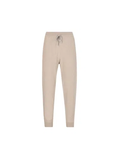 Loro Piana Drawstring Knitted Trousers In Beige