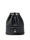 Loro Piana Drawstring Leather Backpack In Black