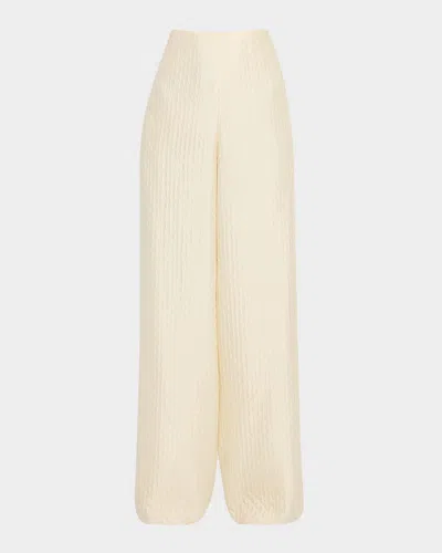 Loro Piana Dresden Diamond Cloquet Wide-leg Trousers In Beige