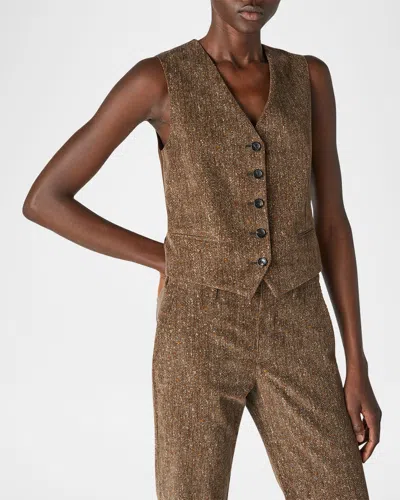 Loro Piana Duke Tweed Corduroy Vest In T1kp Chocolate Noire