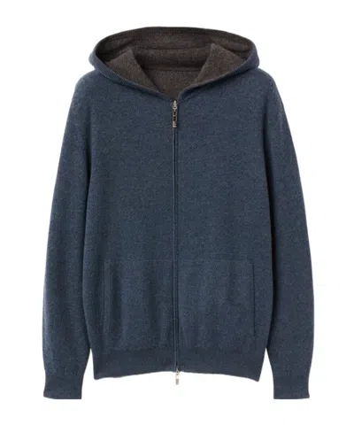 Loro Piana Duo Hooded Pilot Sweater In Blue